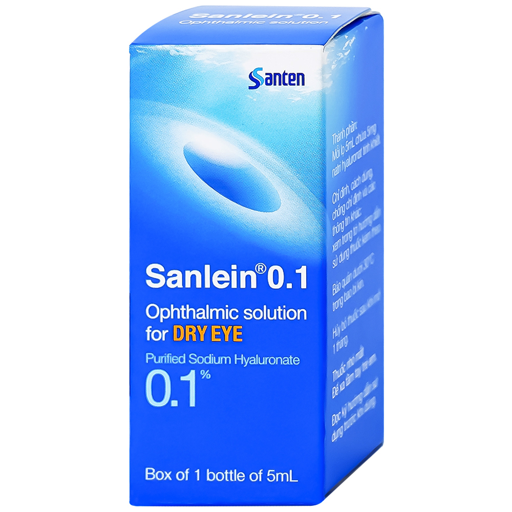 Thuốc nhỏ mắt Sanlein 0.1% Santen hỗ trợ điều trị rối loạn biểu mô kết giác mạc (5ml)