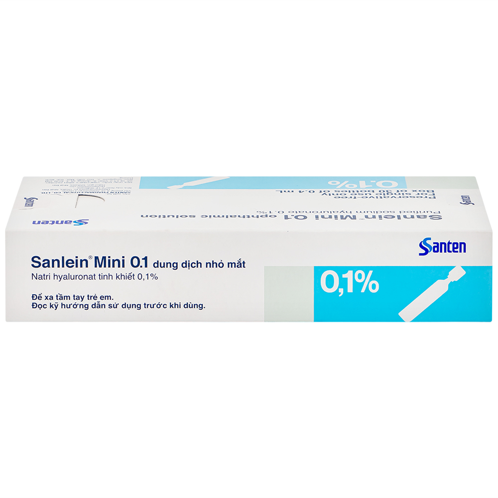 Thuốc nhỏ mắt Sanlein Mini 0.1% Santen hỗ trợ điều trị rối loạn biểu mô kết giác mạc (3 vỉ x 10 lọ x 0.4ml)