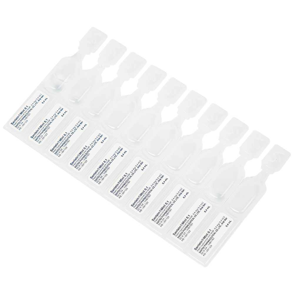 Thuốc nhỏ mắt Sanlein Mini 0.1% Santen hỗ trợ điều trị rối loạn biểu mô kết giác mạc (3 vỉ x 10 lọ x 0.4ml)