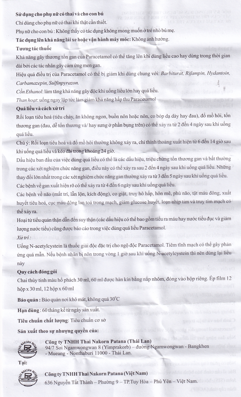 Hỗn dịch SaRa For Children 250mg Thai Nakorn Patana hương cam, hạ sốt và giảm đau (60ml)