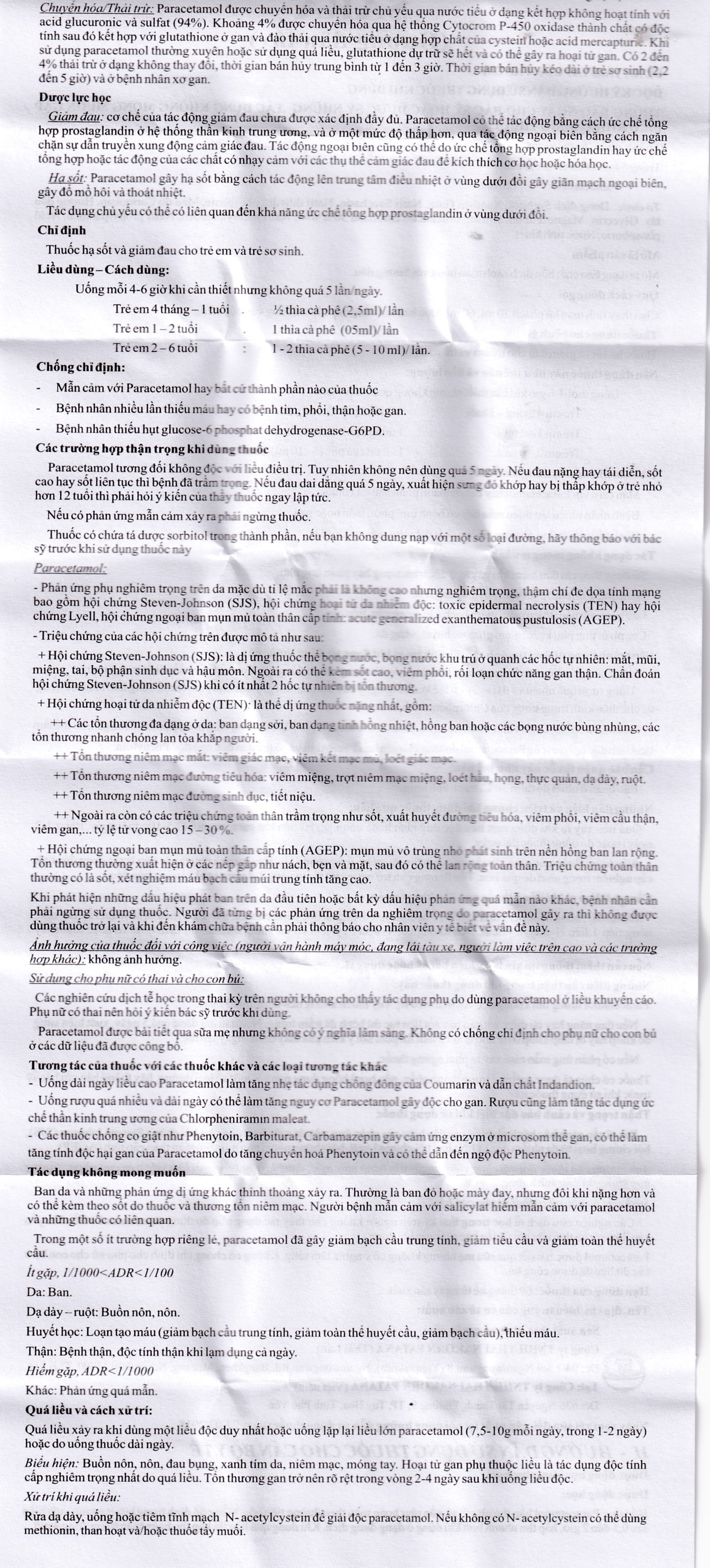 Thuốc Sara 120mg/5ml Thai Nakorn Patana hương dâu tây hạ sốt, giảm đau cho trẻ (60ml)