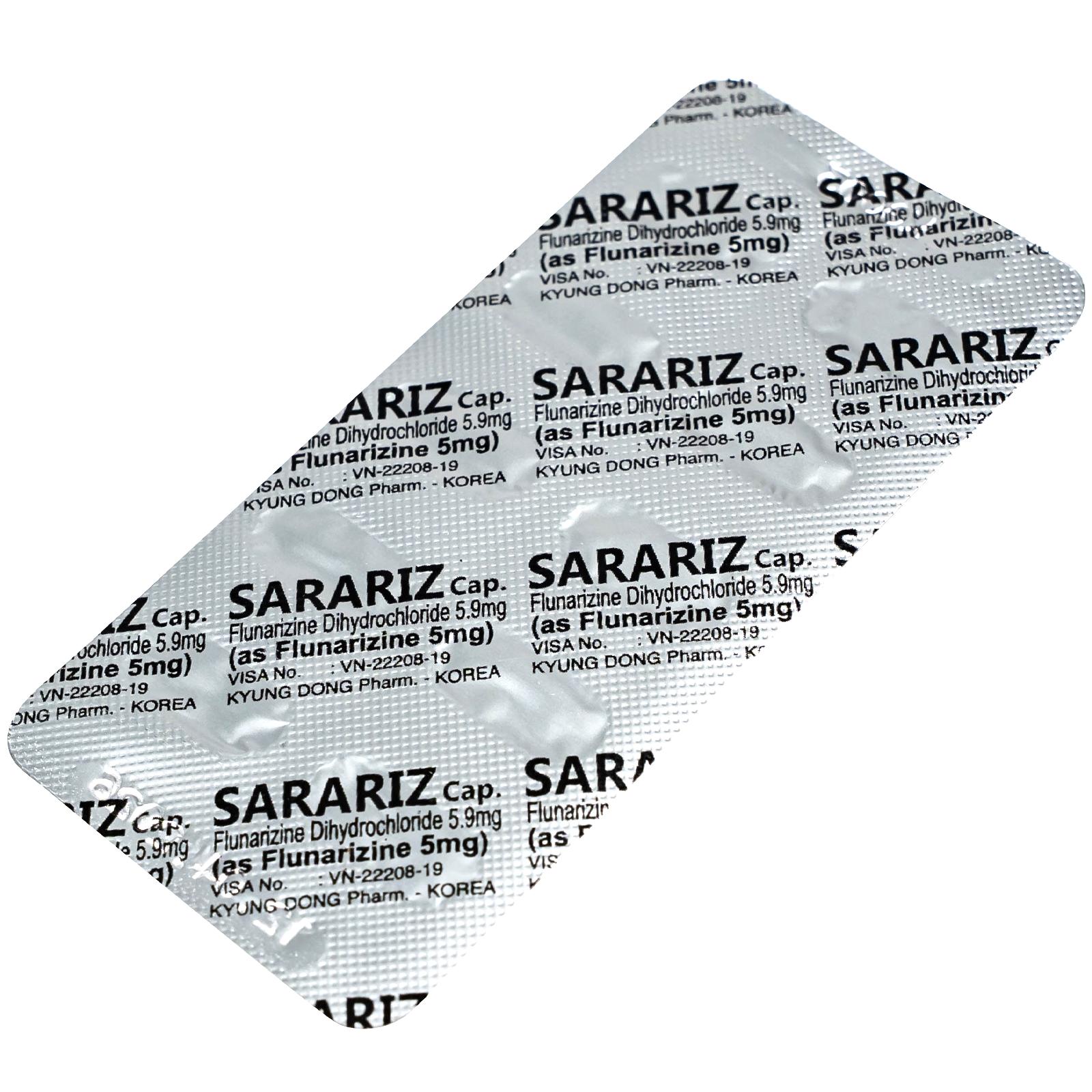 Thuốc Sarariz 5.9mg Kyung Dong điều trị đau nửa đầu, chứng chóng mặt (60 viên)