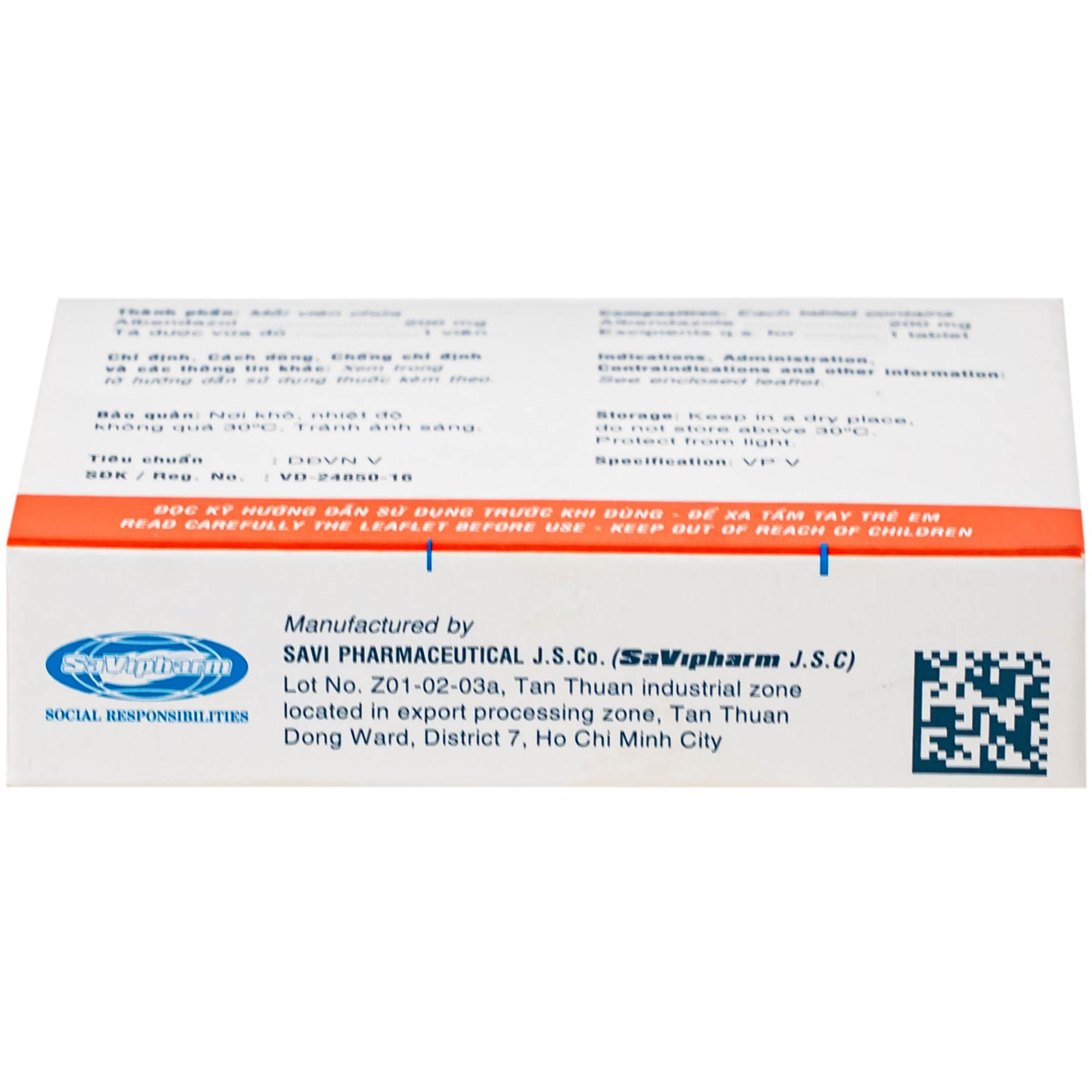 Thuốc SaVi Albendazol 200 điều trị nhiễm ấu trùng sán lợn có tổn thương não (1 vỉ x 2 viên)