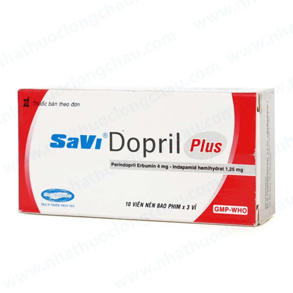 Thuốc Savi Dopril Plus điều trị tăng huyết áp động mạch vô căn (10 viên x 3 vỉ)