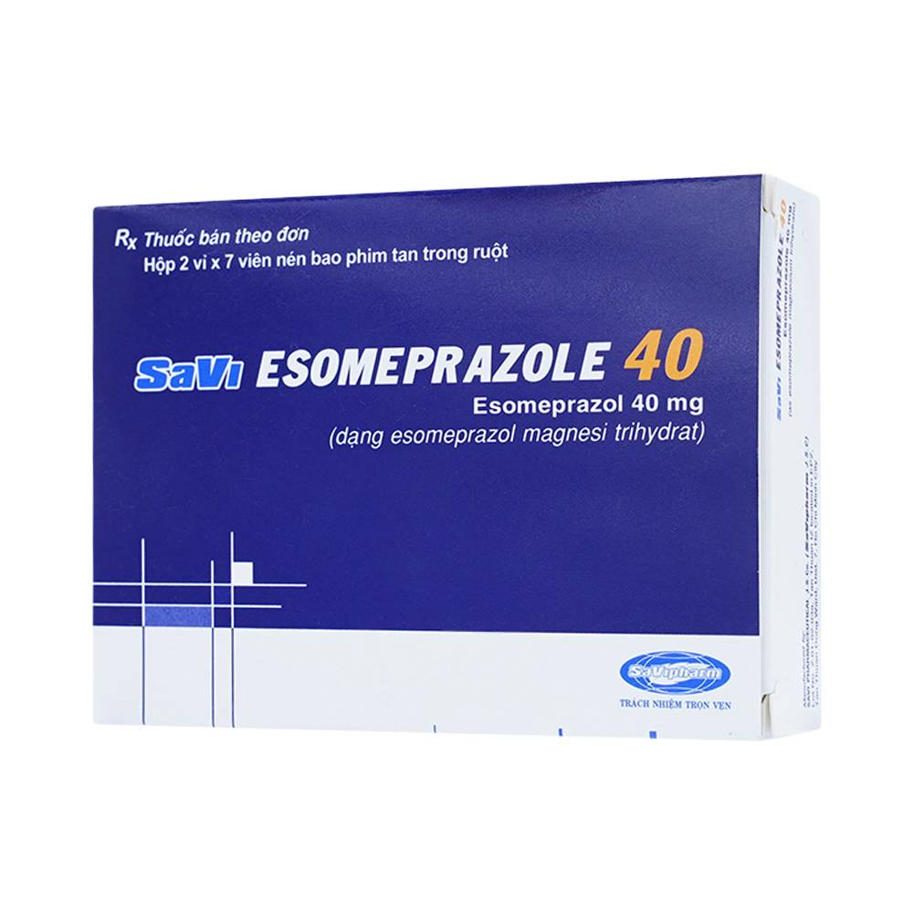 Thuốc Savi Esomeprazole 40 điều trị viêm loét dạ dày, tá tràng (2 vỉ x 7 viên)
