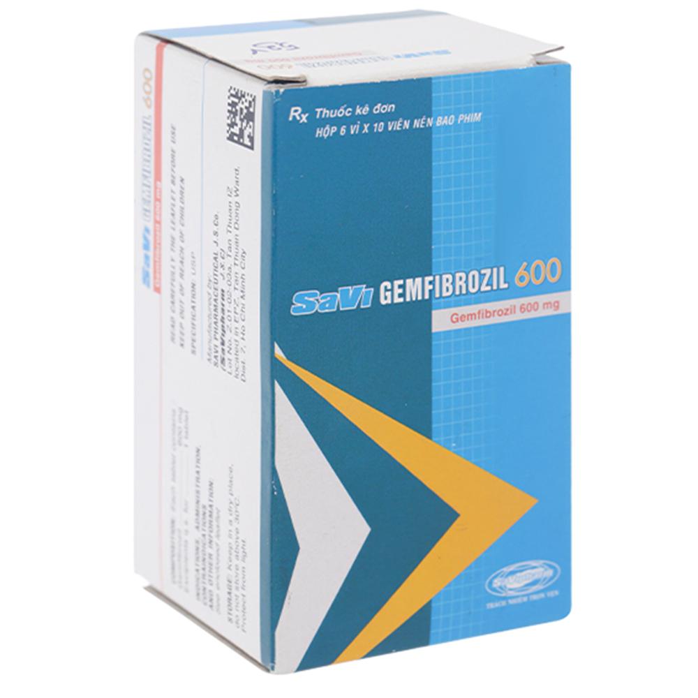 Thuốc SaVi Gemfibrozil 600 điều trị rối loạn mỡ máu (6 vỉ x 10 viên)