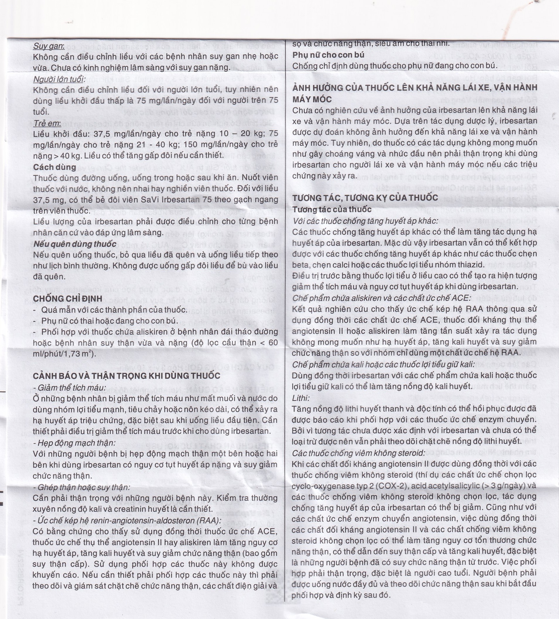 Thuốc SaVi Irbesartan 75 SaviPharm điều trị tăng huyết áp, bệnh thận (3 vỉ x 10 viên)