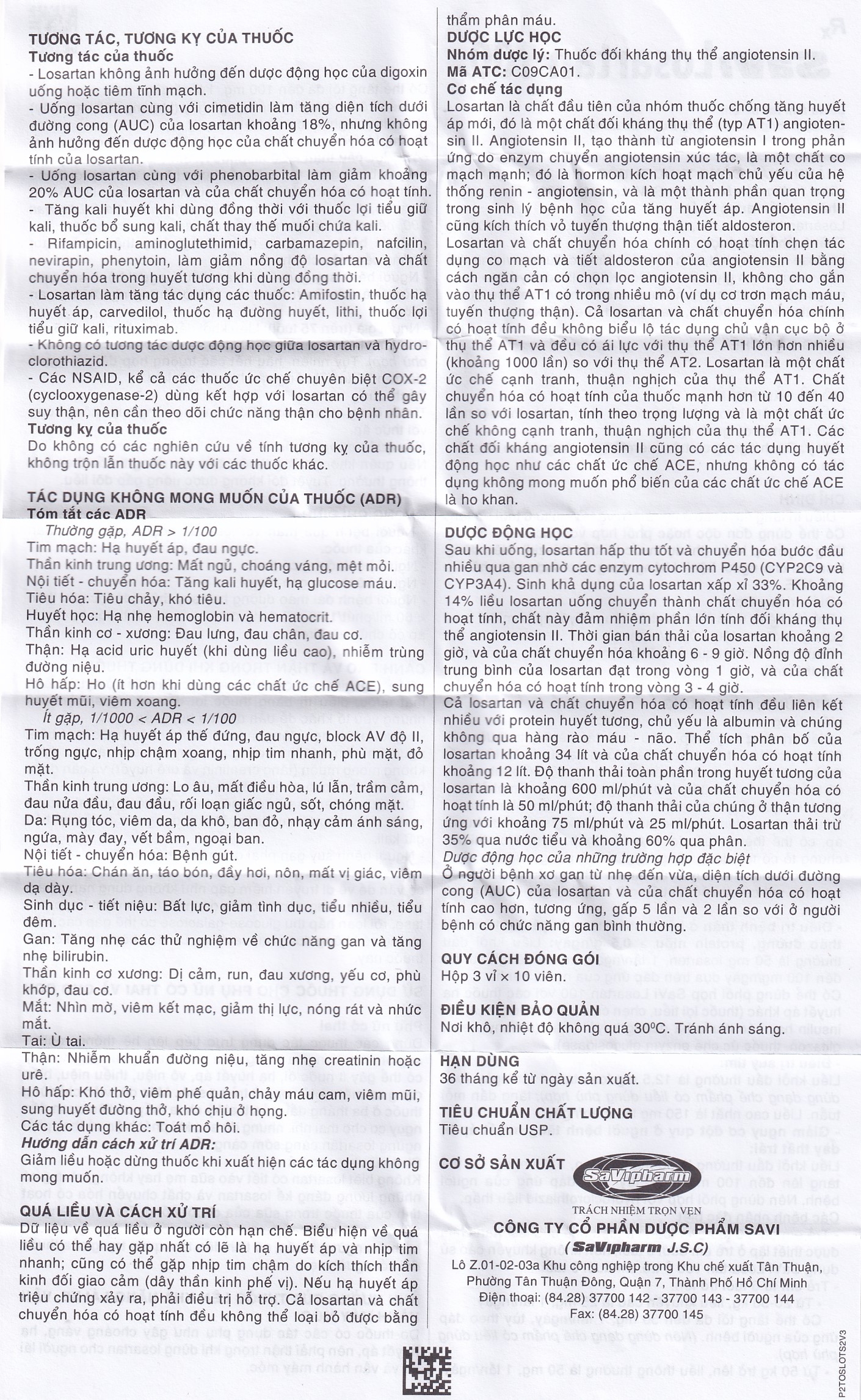 Thuốc Savi Losartan 100 điều trị tăng huyết áp (3 vỉ x 10 viên)