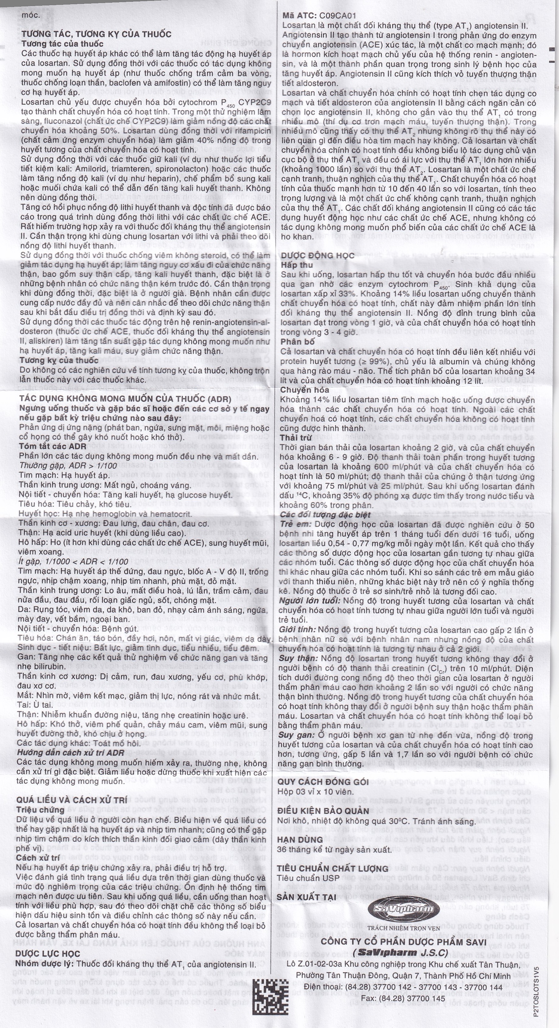 Thuốc Savi Losartan 50 điều trị tăng huyết áp nguyên phát (3 vỉ x 10 viên)