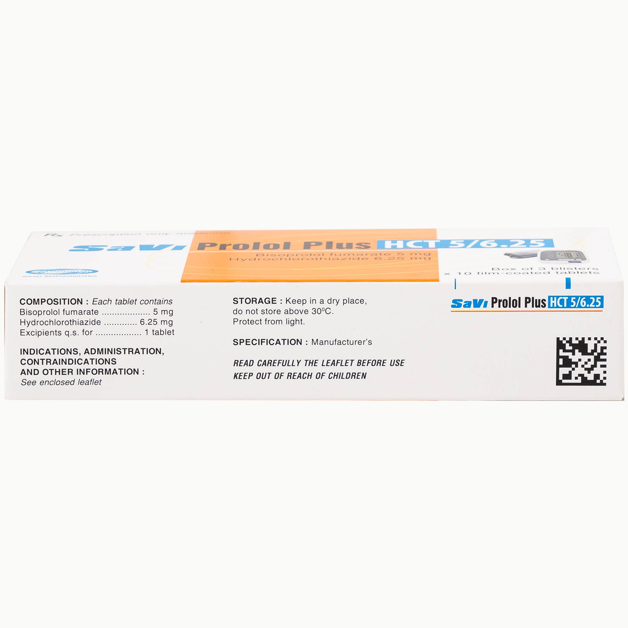 Thuốc Savi Prolol Plus HCT 5/6.25 kiểm soát tình trạng tăng huyết áp (3 vỉ x 10 viên)