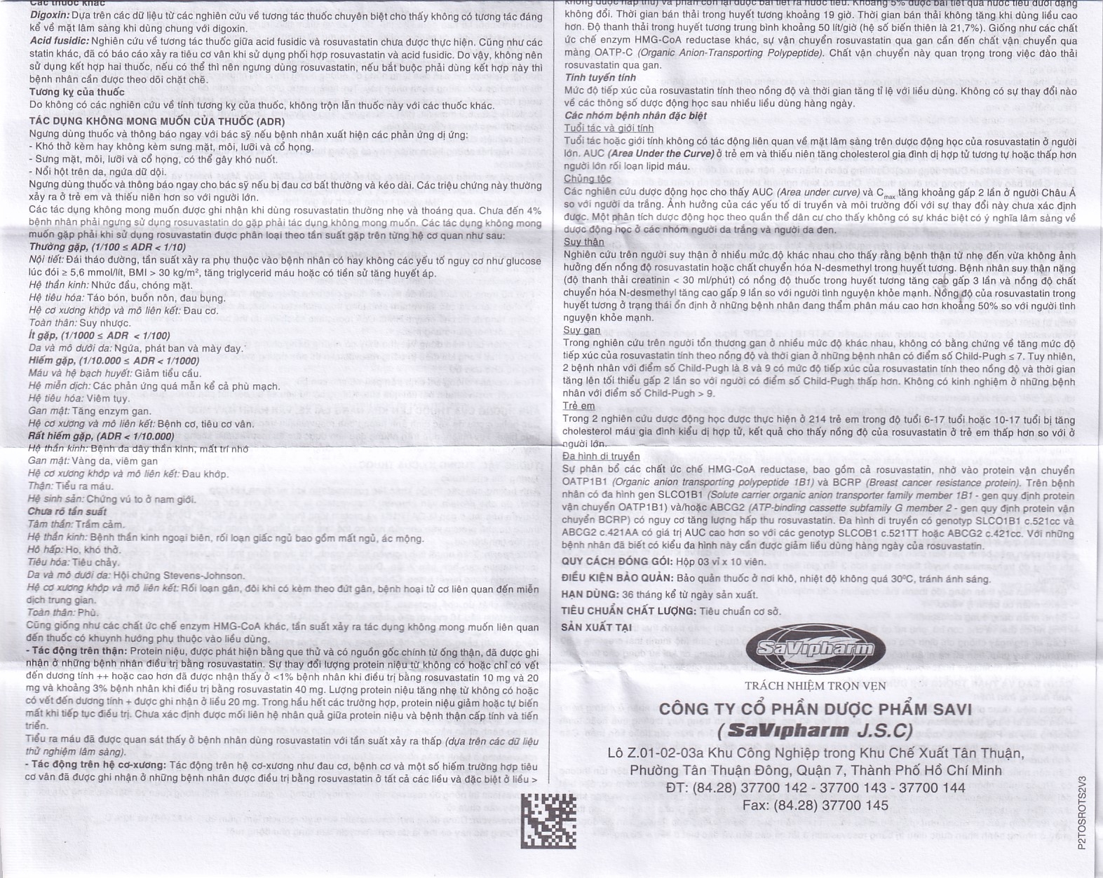 Thuốc Savi Rosuvastatin 5 điều trị tăng cholesterol máu (3 vỉ x 10 viên)