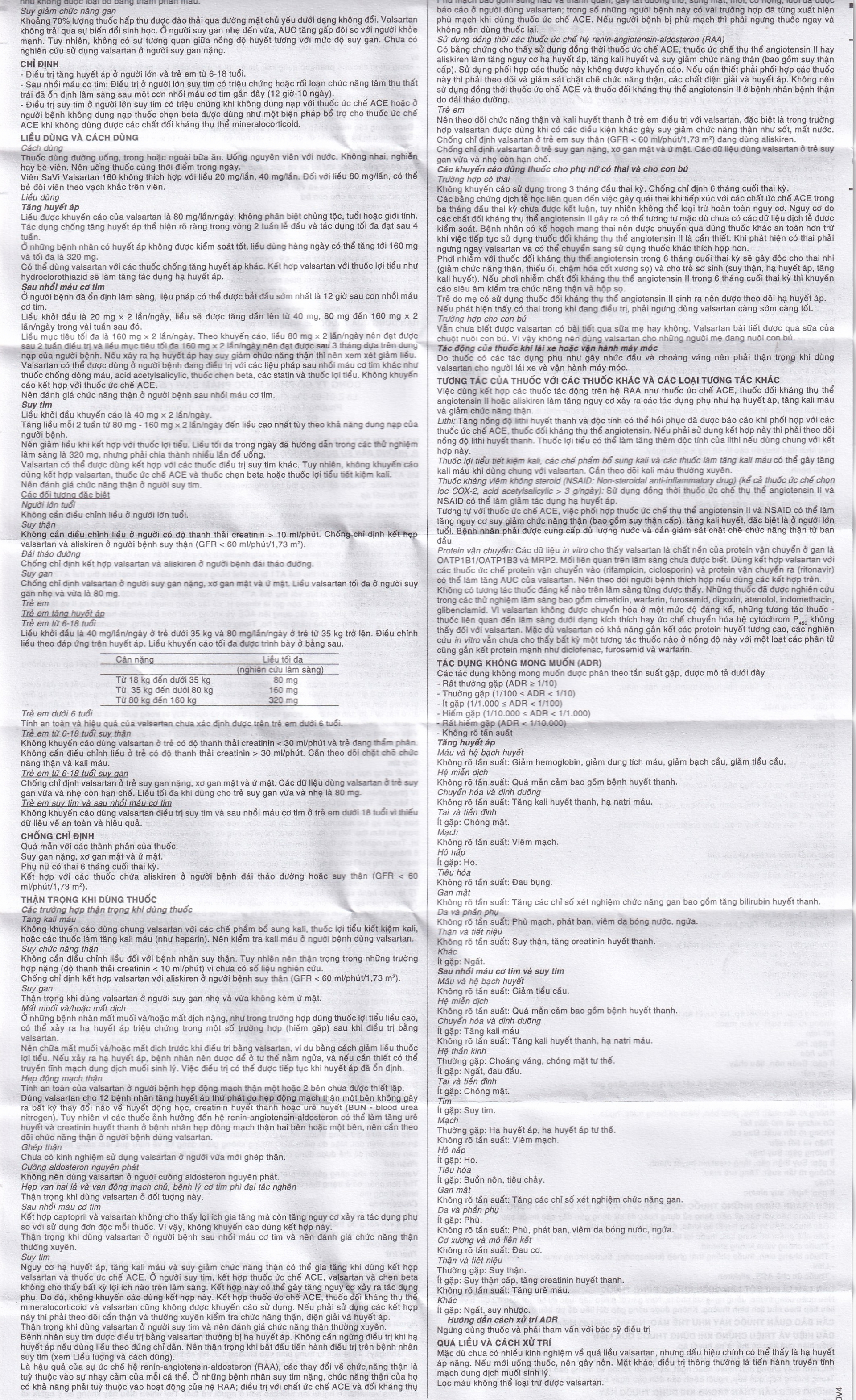 Thuốc Savi Valsartan 160 điều trị tăng huyết áp, nhồi máu cơ tim (3 vỉ x 10 viên)
