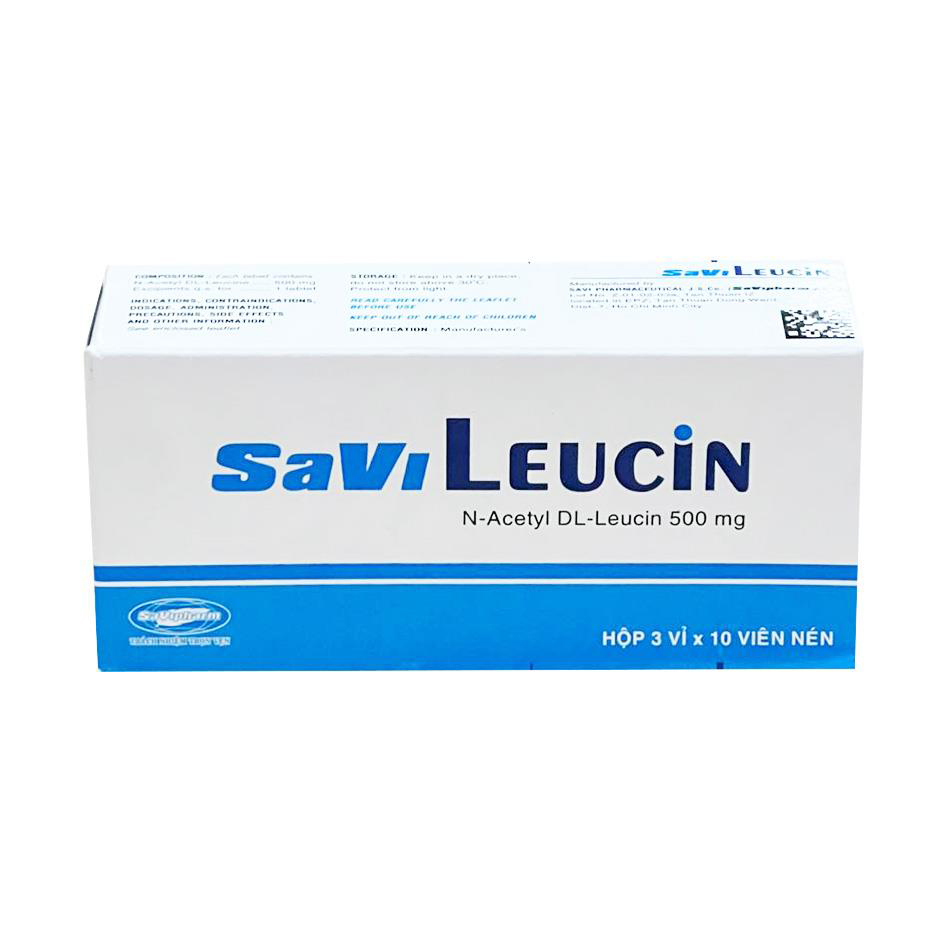 Thuốc Savi Leucin 500mg Savi điều trị triệu chứng cơn chóng mặt (3 vỉ x 10 viên)