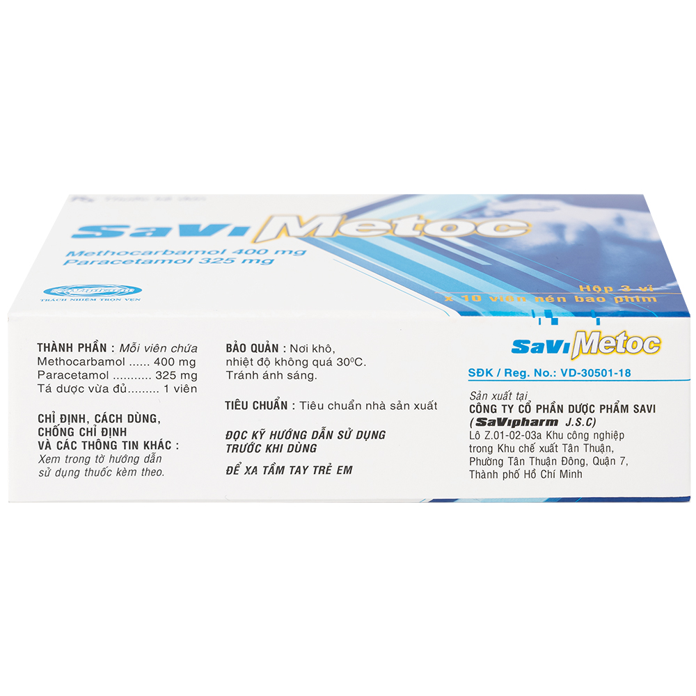 Thuốc SaViMetoc giảm đau do co thắt cơ (3 vỉ x 10 viên)