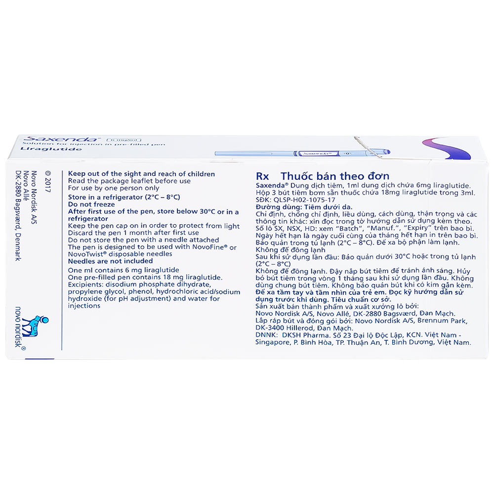 Dung dịch tiêm Saxenda 6mg/ml Novo Nordisk hỗ trợ cho chế độ ăn giảm calo (3 cây)