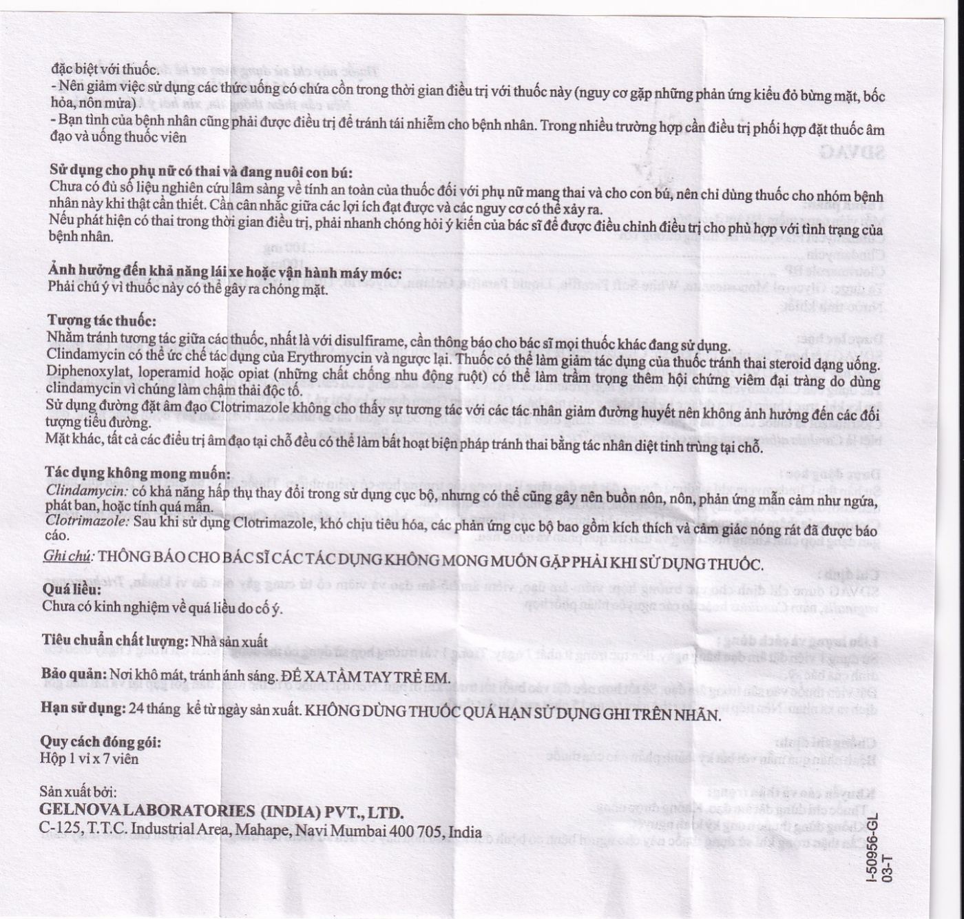 Viên đặt âm đạo Sdvag Gelnova điều trị viêm âm đạo, viêm cổ tử cung (1 vỉ x 7 viên)