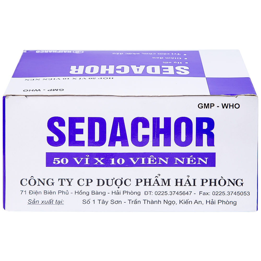 Thuốc Sedachor Haripharco hạ sốt, giảm đau, trị cảm cúm, nhức đầu (50 vỉ x 10 viên)