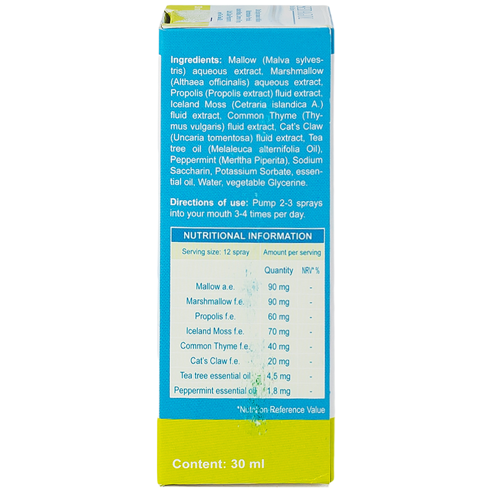 Chai xịt họng hỗ trợ bảo vệ vùng họng, giảm ho, viêm họng, làm sạch họng Sedagol (30ml)