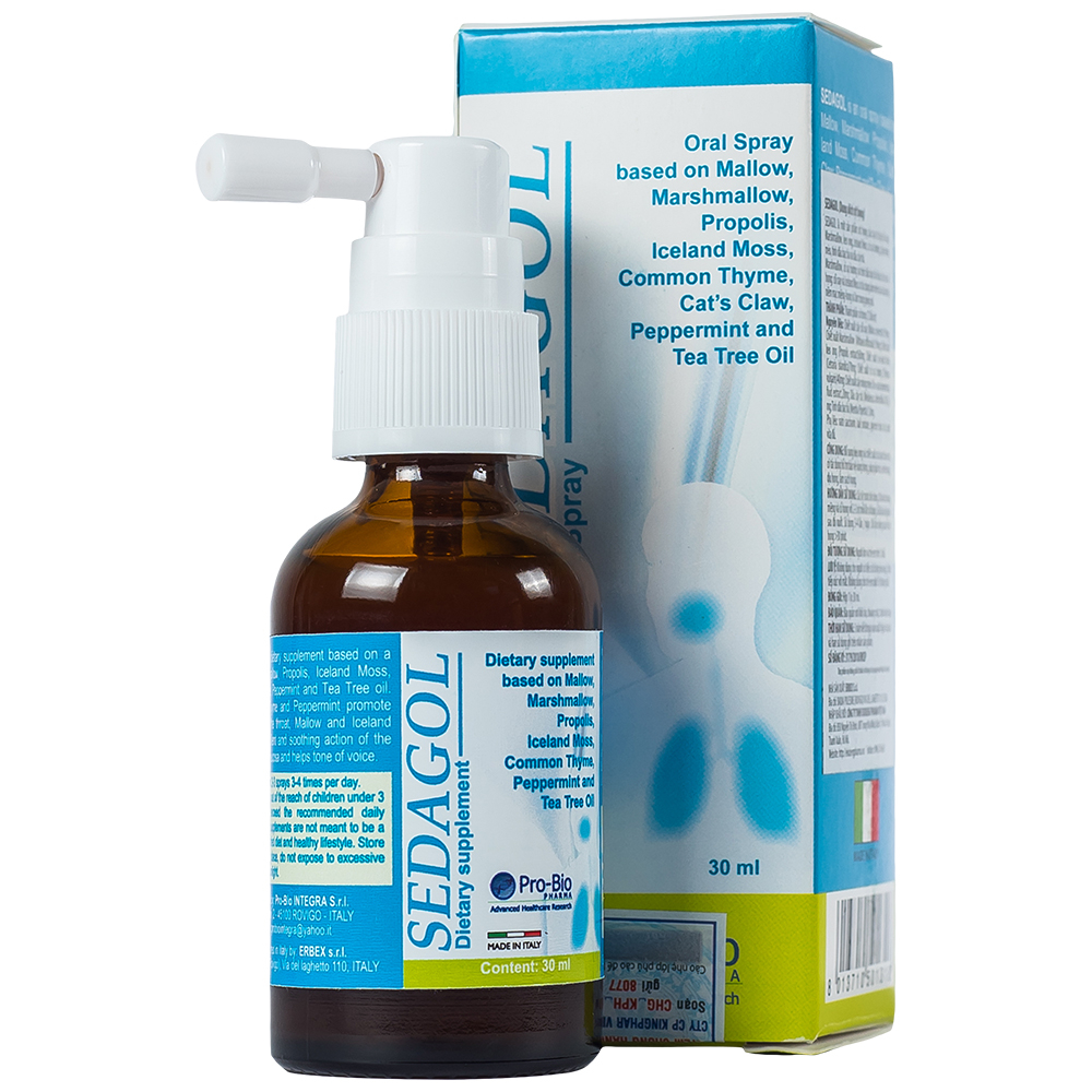 Chai xịt họng hỗ trợ bảo vệ vùng họng, giảm ho, viêm họng, làm sạch họng Sedagol (30ml)