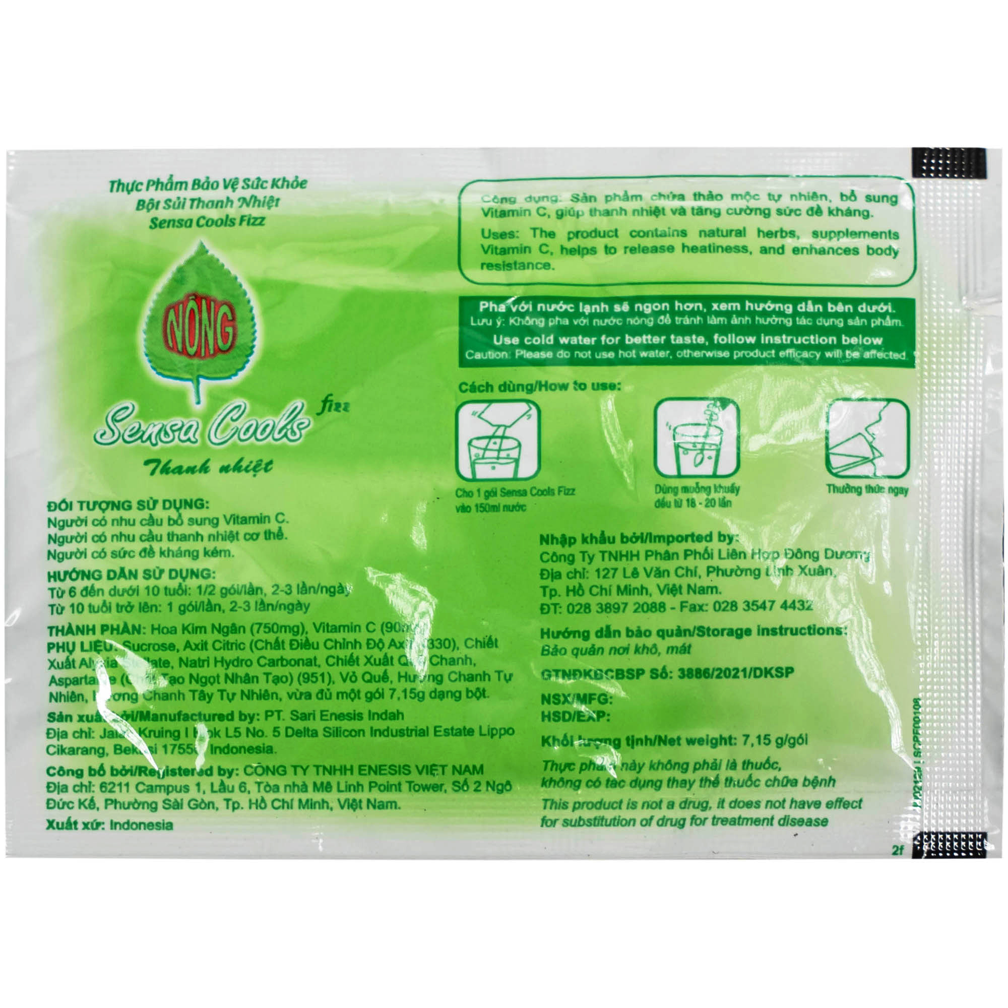 Bột sủi thanh nhiệt Sensa Cools Fizz (6 gói)