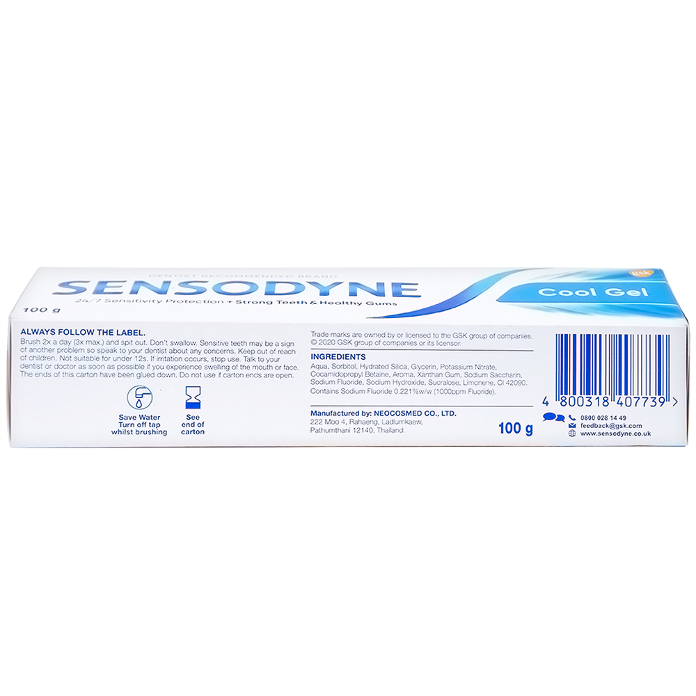 Kem đánh răng Sensodyne Cool Gel mát lạnh, bảo vệ răng ê buốt mỗi ngày (100g)