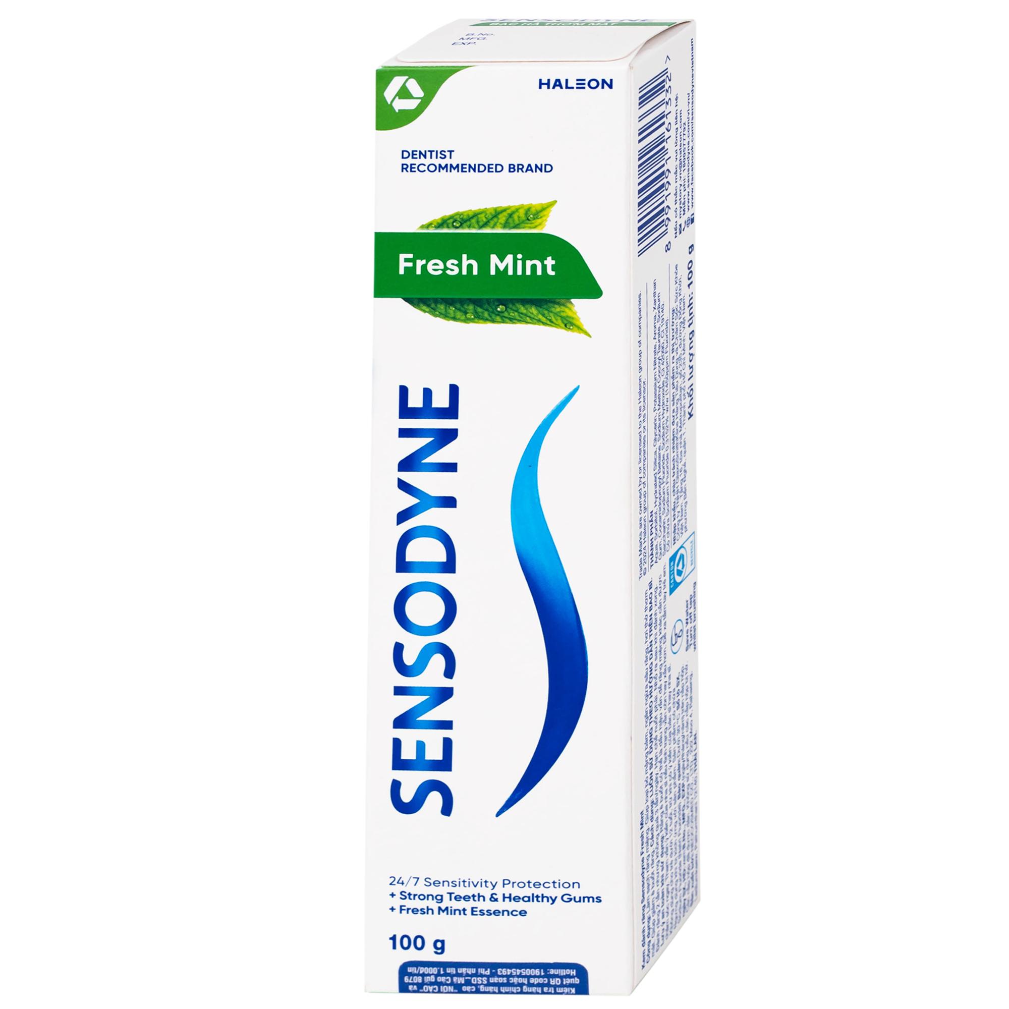 Kem đánh răng Sensodyne Fresh Mint bạc hà the mát, bảo vệ răng ê buốt mỗi ngày (100g)