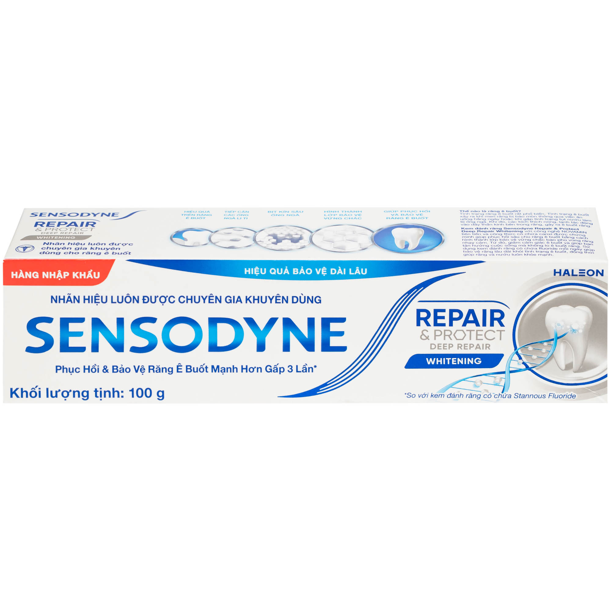 Kem đánh răng Sensodyne Repair And Protect Deep Repair Whitening giảm ê buốt răng, cơ chế phục hồi sâu (100g)