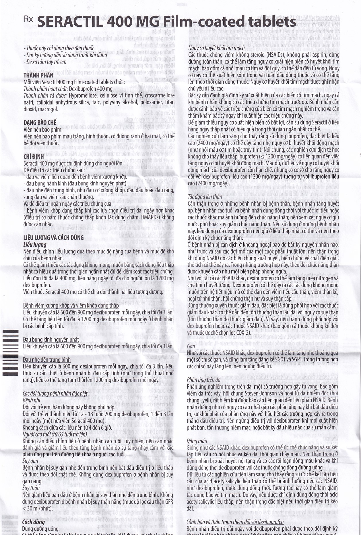 Thuốc Seractil 400mg điều trị viêm xương khớp , đau bụng hành kinh (3 vỉ x 10 viên)