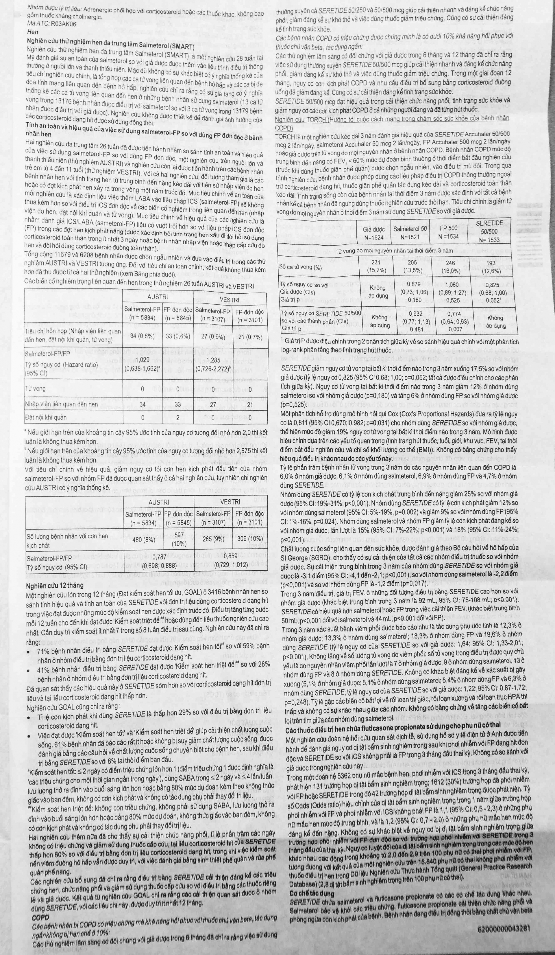 Khí dung Seretide Evohaler DC 25/50 Gsk  điều trị hen phế quản, tắc nghẽn phổi mạn tính (120 liều)
