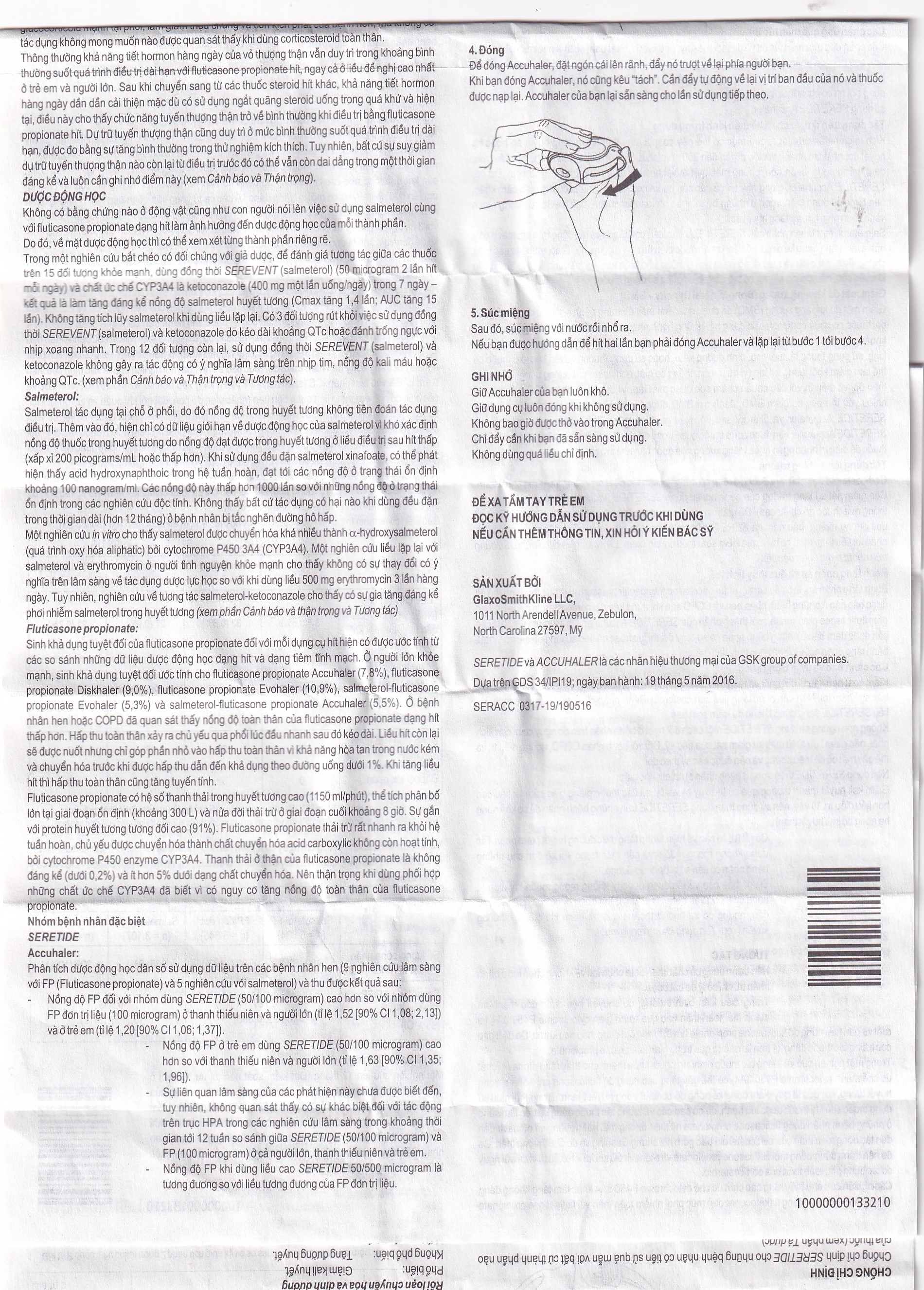 Bột hít phân liều Seretide Evohaler DC 50/250 Gsk điều trị hen phế quản, tắc nghẽn phổi mạn tính (60 liều)