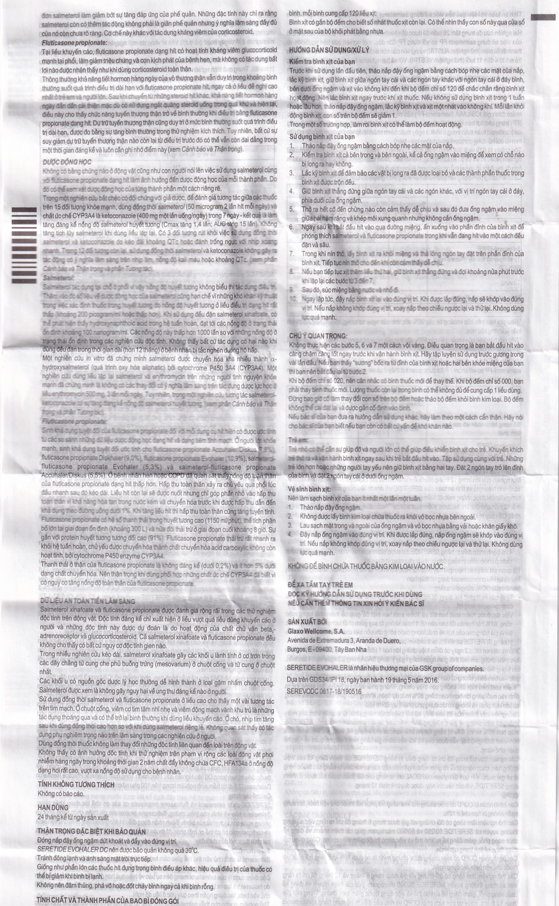 Khí dung Seretide Evohaler DC 25/125 Gsk điều trị hen phế quản, tắc nghẽn phổi mạn tính (120 liều)