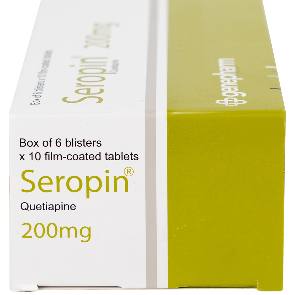 Thuốc Seropin 200mg Genepharm điều trị tâm thần phân liệt, hưng cảm lưỡng cực, trầm cảm lưỡng cực (6 vỉ x 10 viên)