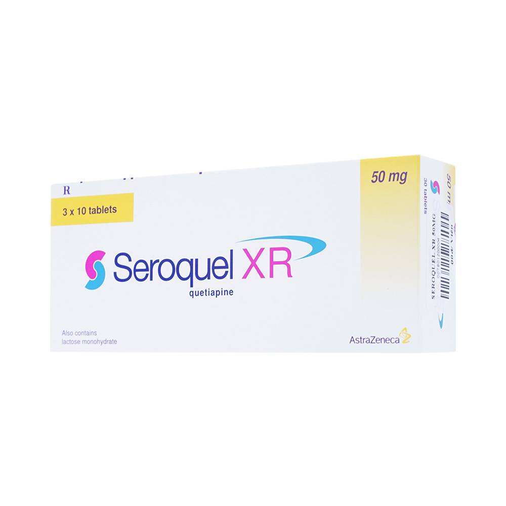 Thuốc Seroquel XR 50mg AstraZeneca điều trị tâm thần phân liệt (3 vỉ x 10 viên)