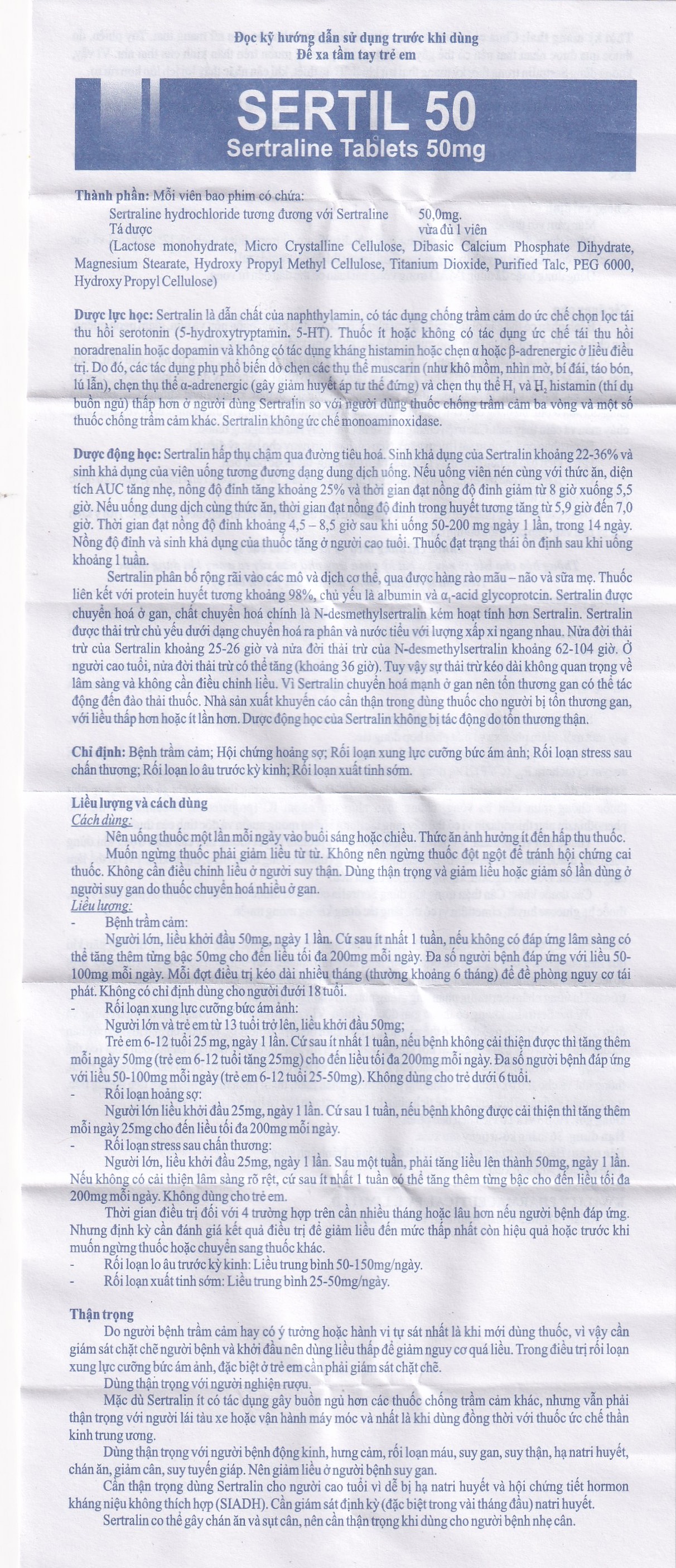 Thuốc Sertil 50 Kwality Pharmaceutical điều trị bệnh trầm cảm, hội chứng hoảng sợ (3 vỉ x 10 viên)