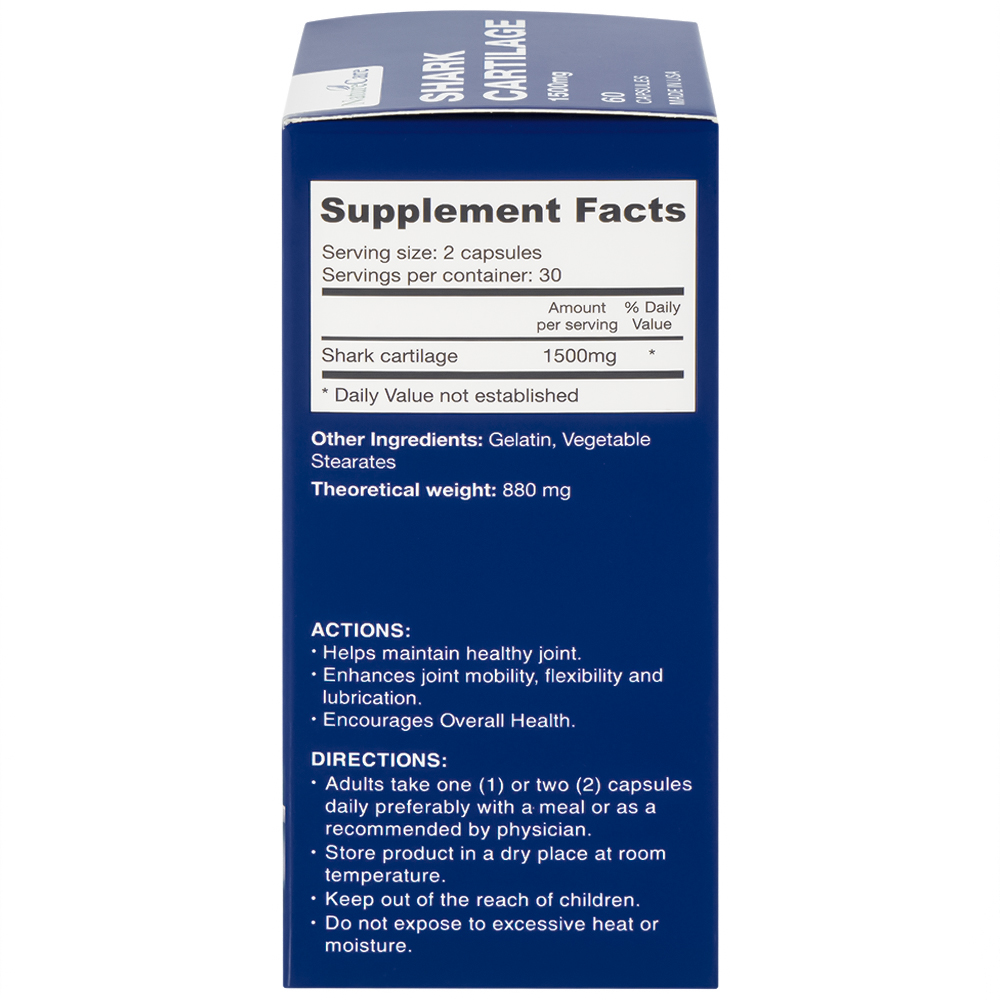 Viên uống hỗ trợ bôi trơn khớp, duy trì sức khỏe của khớp Shark Cartilage NatureCare (60 viên)