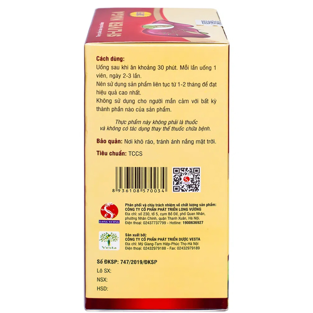 Viên uống giúp tăng cường chức năng gan, bảo vệ tế bào gan Si-Liver Naga Vesta (60 viên)