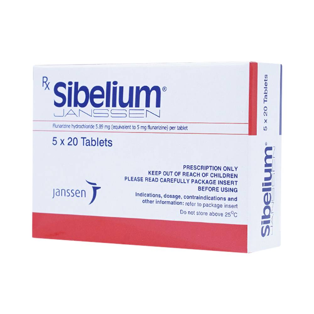 Thuốc Sibelium Janssen điều trị đau nửa đầu  (5 vỉ x 20 viên)