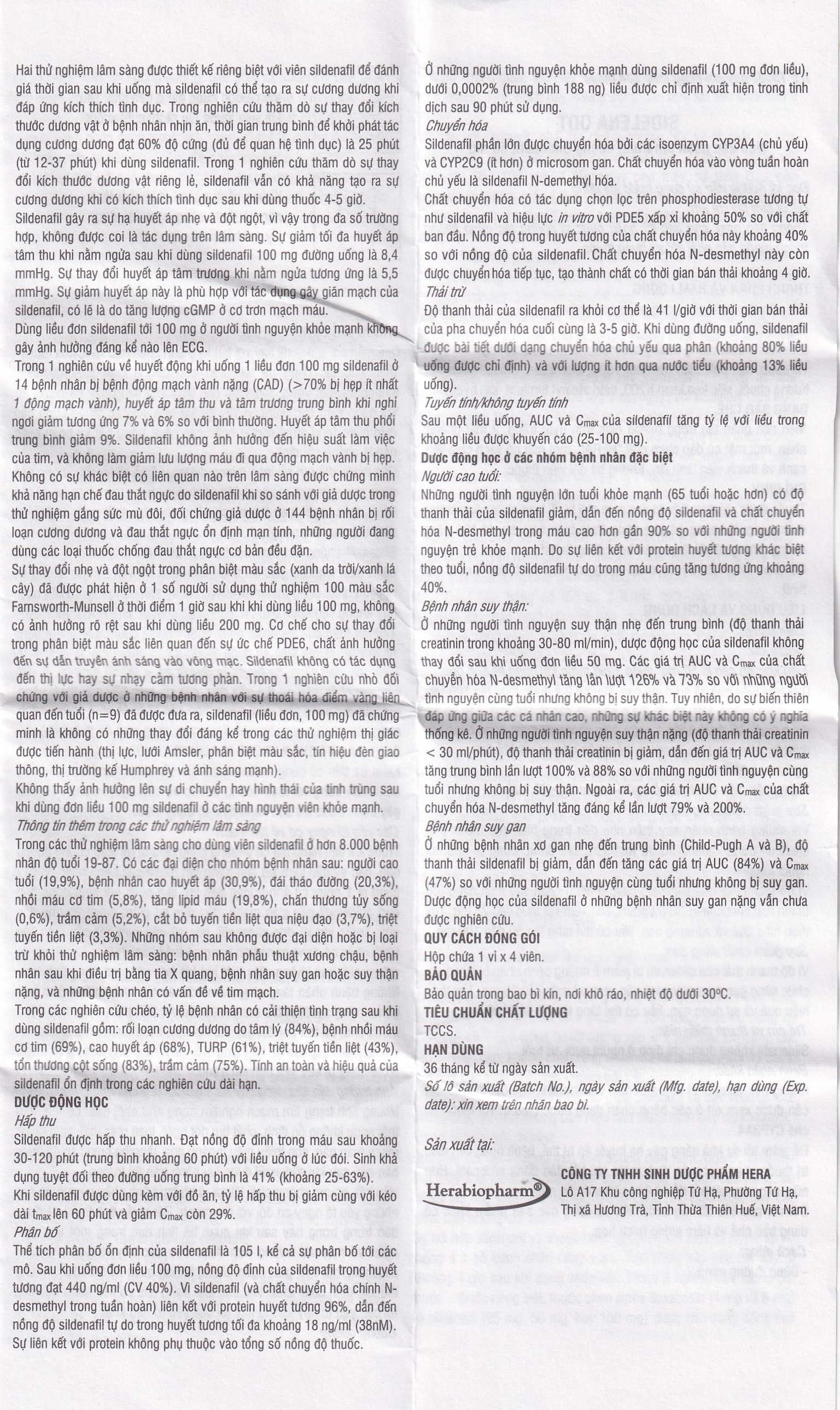 Thuốc Sidelena ODT 50mg Herabiopharm điều trị rối loạn chức năng cương dương ở nam giới (1 vỉ x 4 viên)