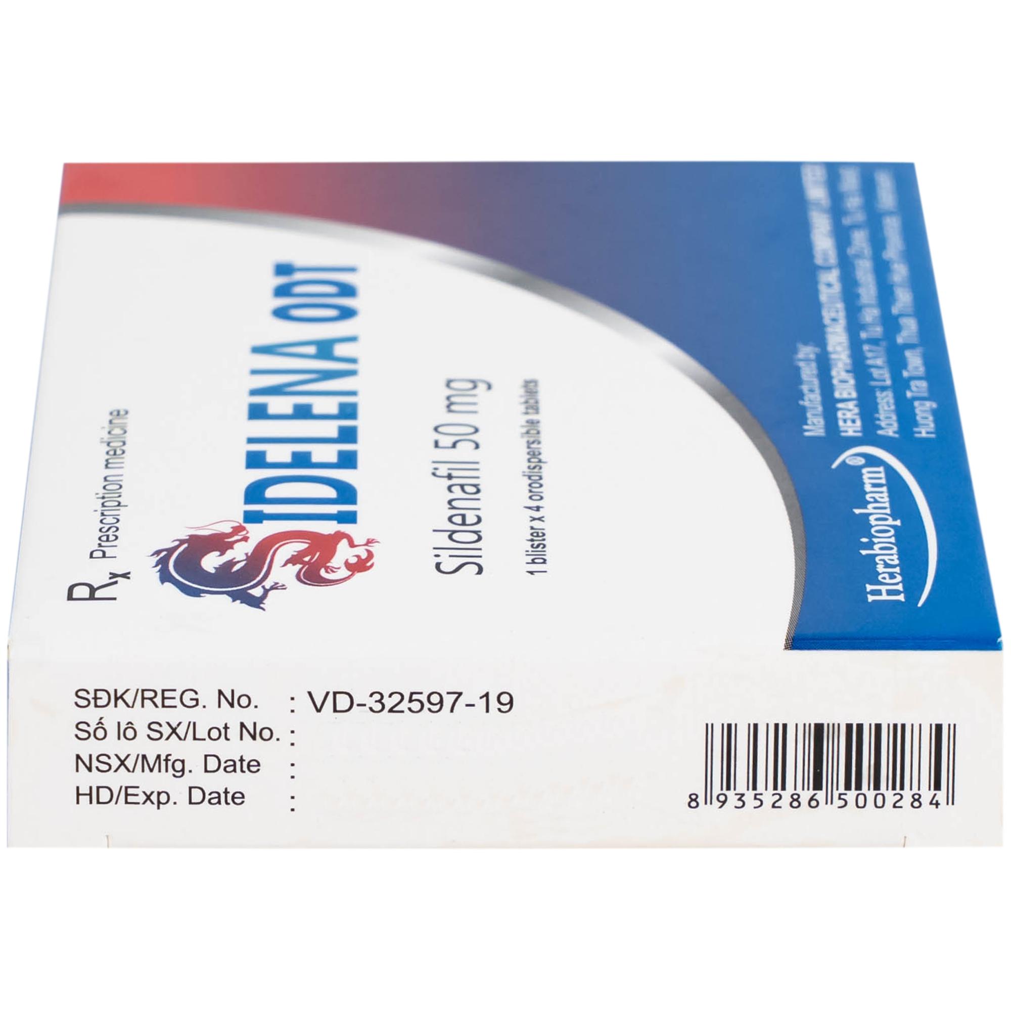 Thuốc Sidelena ODT 50mg Herabiopharm điều trị rối loạn chức năng cương dương ở nam giới (1 vỉ x 4 viên)