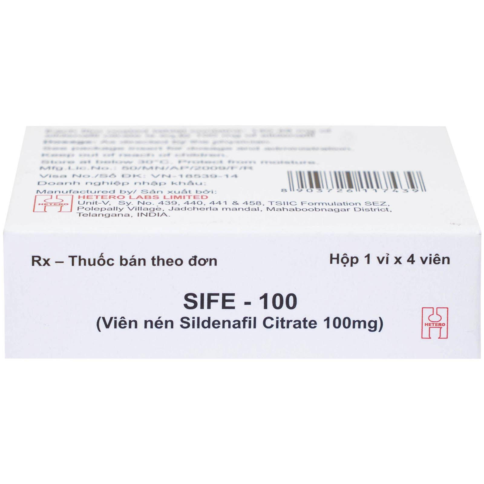 Thuốc Sife-100mg Hetero điều trị rối loạn chức năng cương dương ở nam giới (5 hộp x 4 viên)