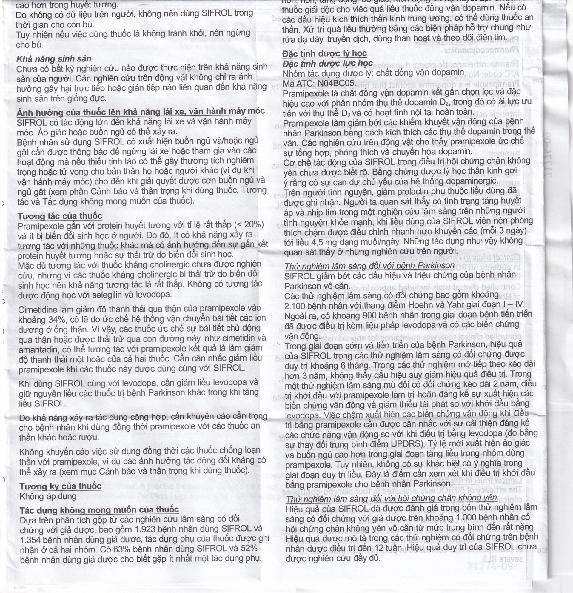 Thuốc Sifrol 0.25mg Boehringer điều trị bệnh parkinson (3 vỉ x 10 viên)