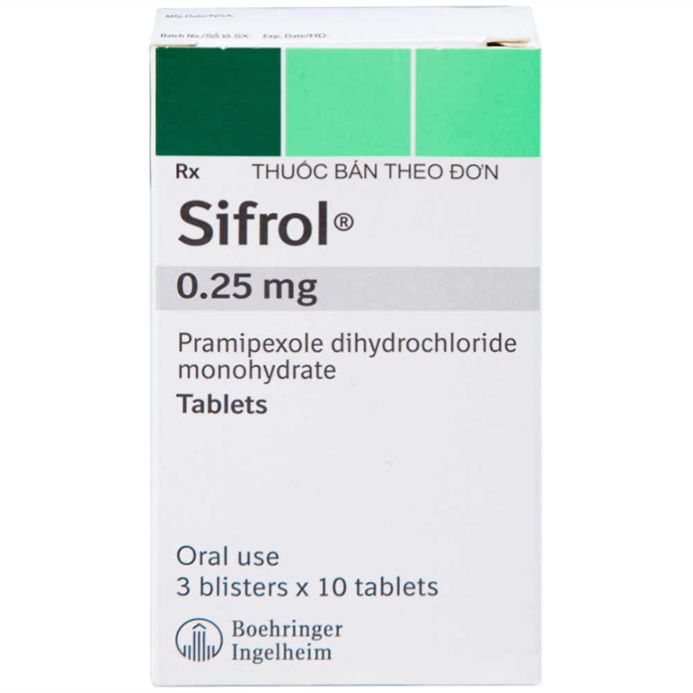 Thuốc Sifrol 0.25mg Boehringer điều trị bệnh parkinson (3 vỉ x 10 viên)