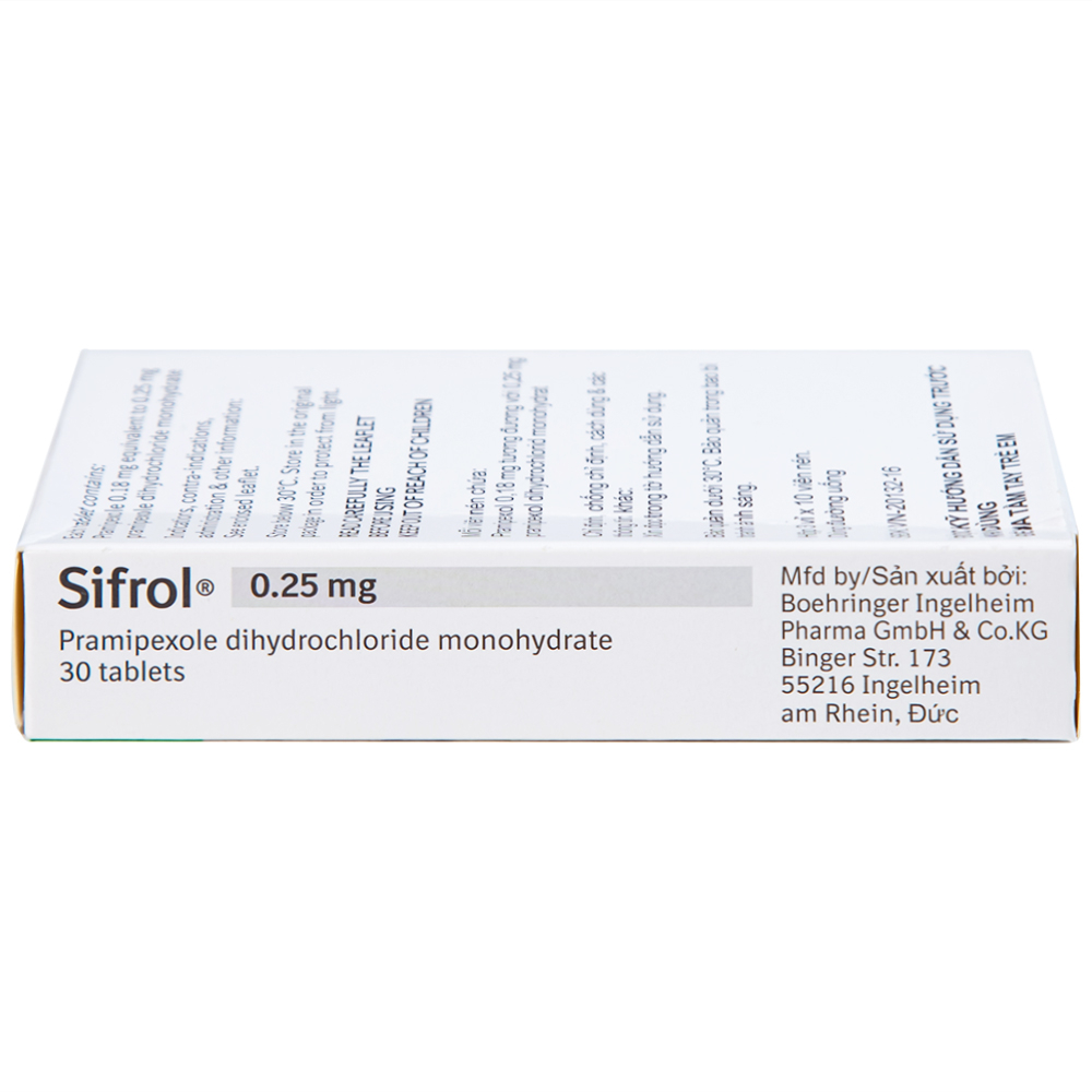 Thuốc Sifrol 0.25mg Boehringer điều trị bệnh parkinson (3 vỉ x 10 viên)