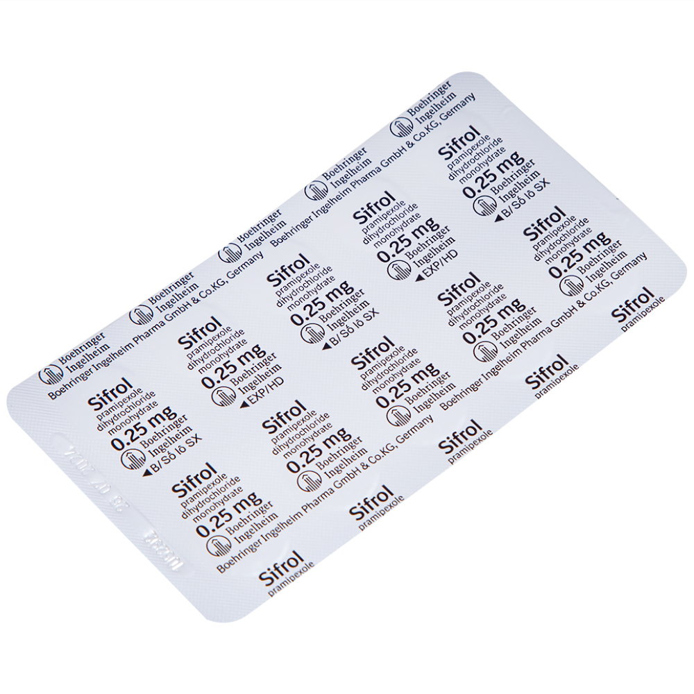 Thuốc Sifrol 0.25mg Boehringer điều trị bệnh parkinson (3 vỉ x 10 viên)