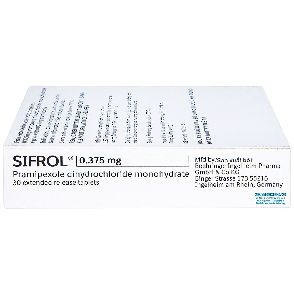 Thuốc Sifrol 0.375mg Boehringer điều trị bệnh parkinson (3 vỉ x 10 viên)