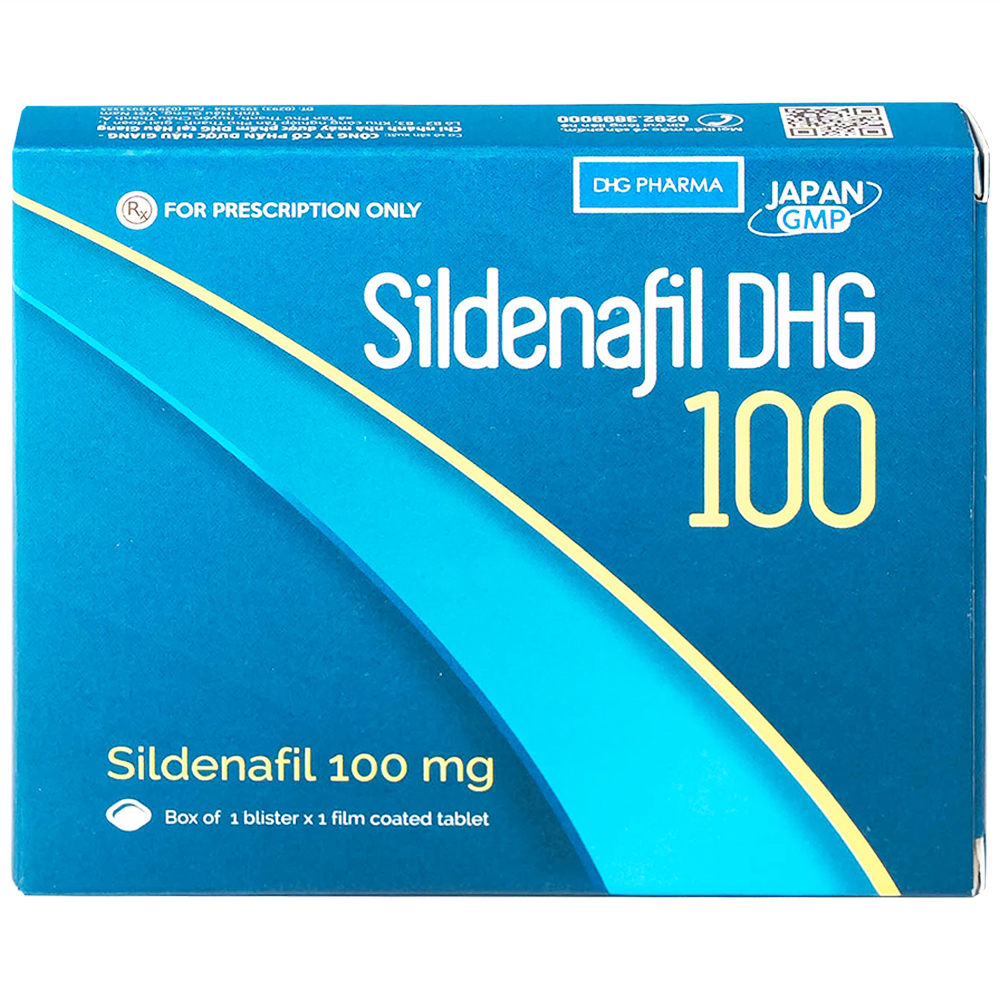 Thuốc Sildenafil DHG 100 điều trị các rối loạn cương dương (1 vỉ x 1 viên)