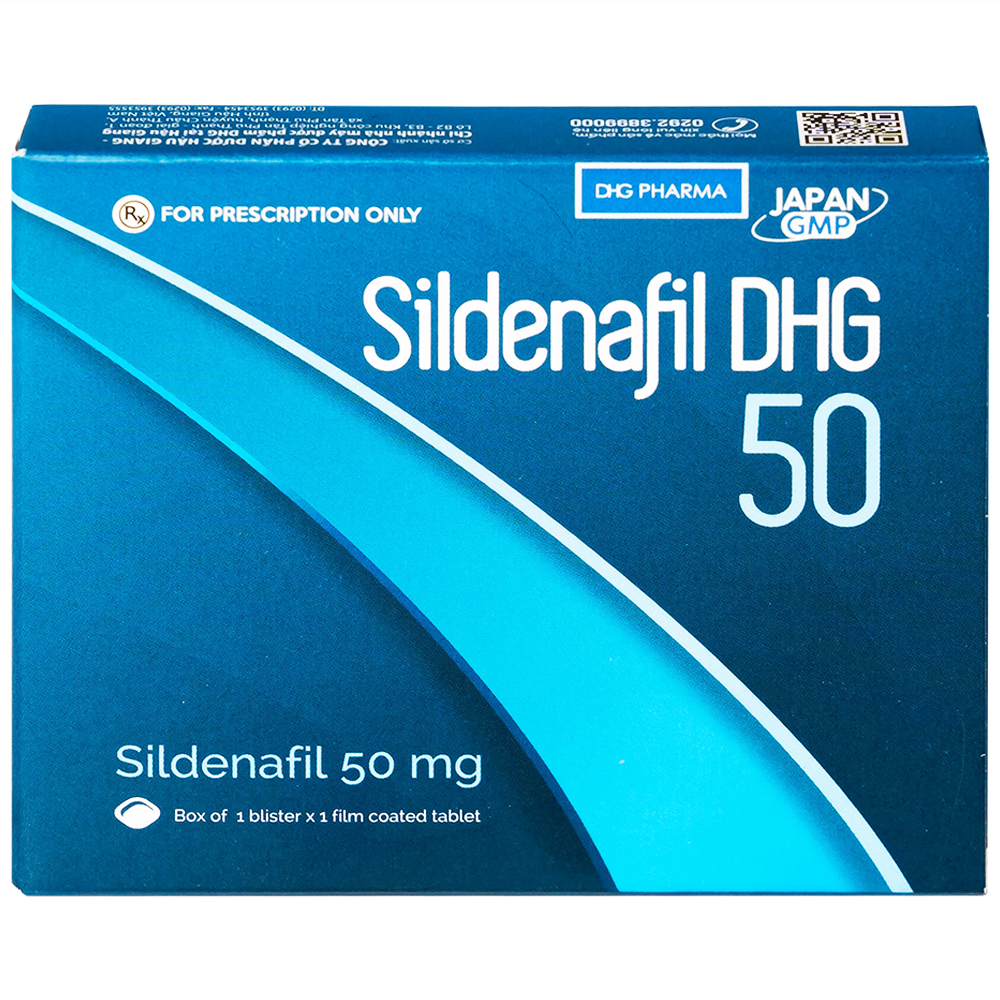 Thuốc Sildenafil 50 DHG điều trị các tình trạng rối loạn cương dương (1 vỉ x 1 viên)