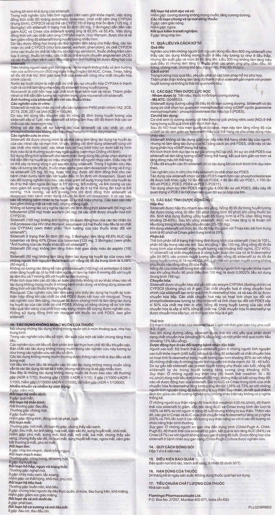 Thuốc Siloflam 100 Flamingo điều trị rối loạn cương dương (1 vỉ x 4 viên)