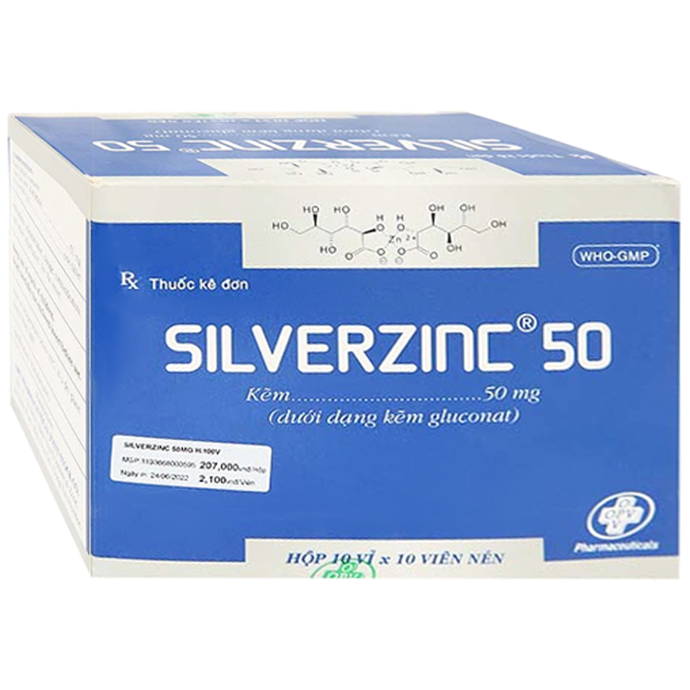 Thuốc Silverzinc 50 OPV phòng ngừa và điều trị thiếu kẽm (10 vỉ x 10 viên)