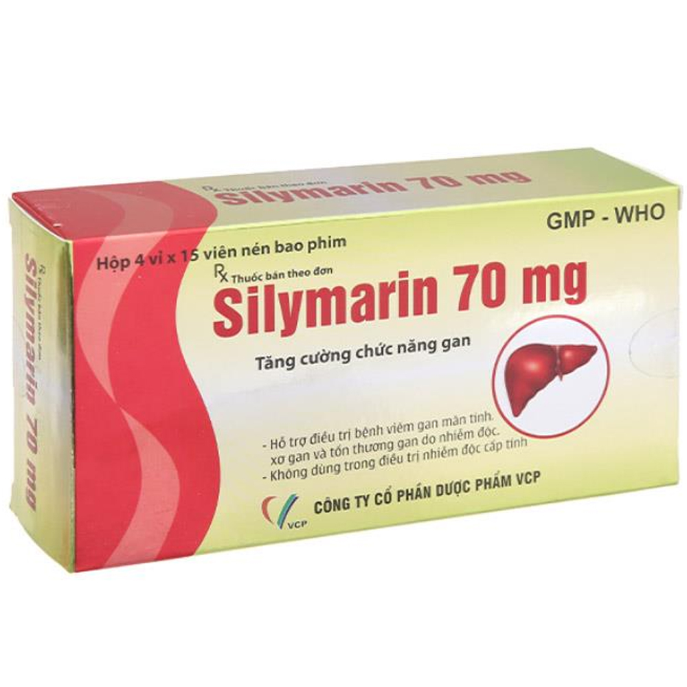Thuốc Silymarin 70mg VCP hỗ trợ điều trị bệnh viêm gan mãn tính, xơ gan (4 vỉ x 15 viên)